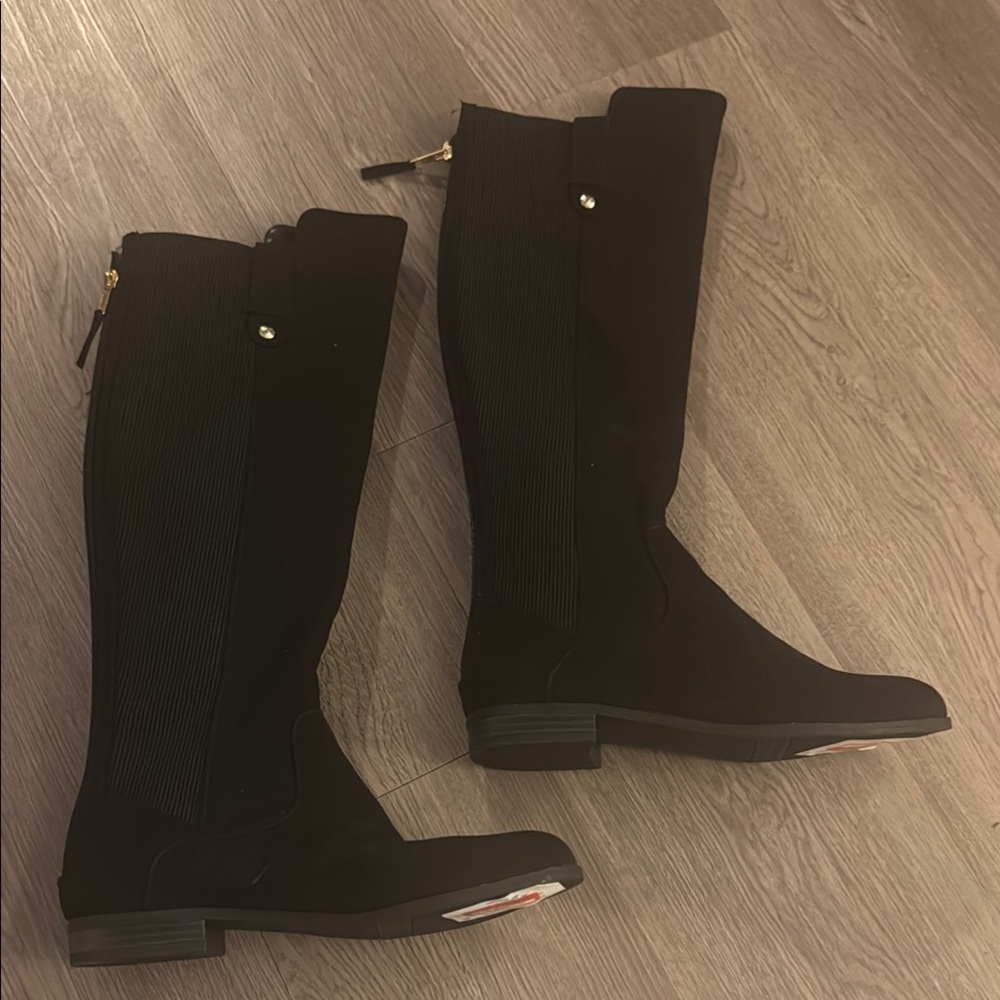 Anne Klein Size 6.5 Black Suede/Elastic Knee High Riding Boots NEW Audrey iFlex - Picture 4 of 16